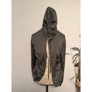 FIORONI Cashmere Italian Knit Zip Up Hoodie Gray Size 52 flaw